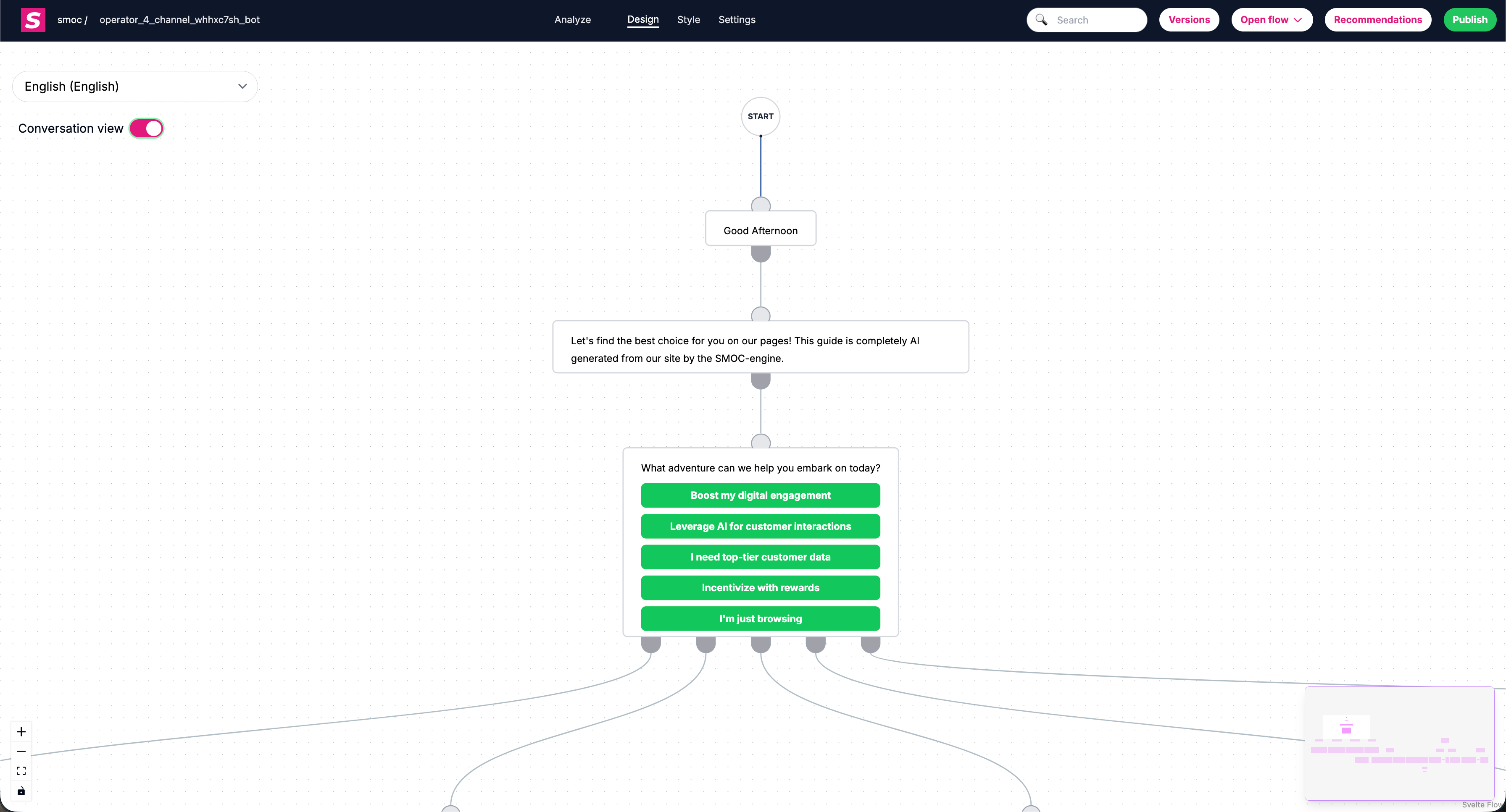 Example of the studio with Design mode activated