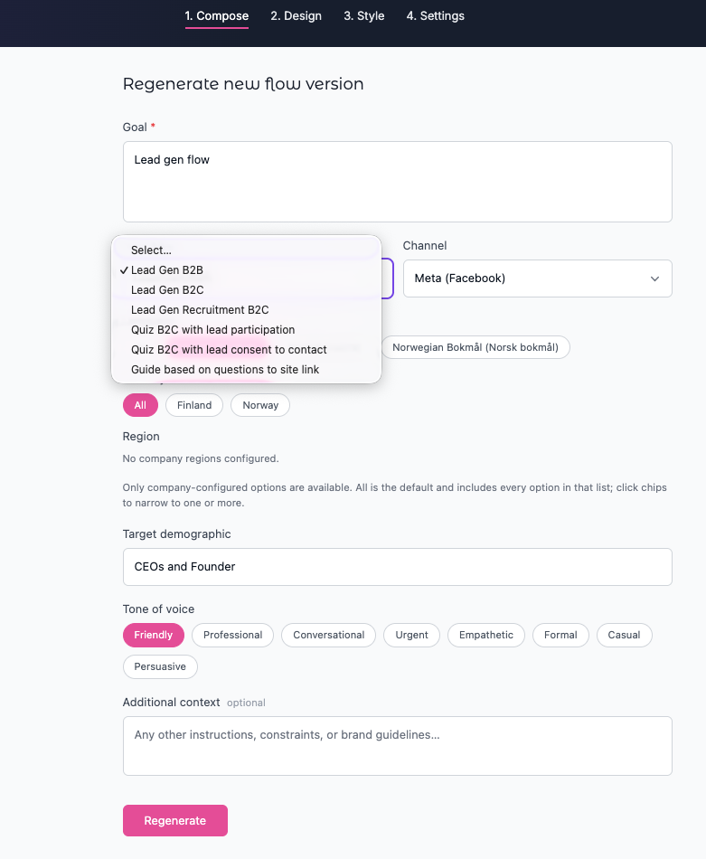 Chat flow template list in Compose